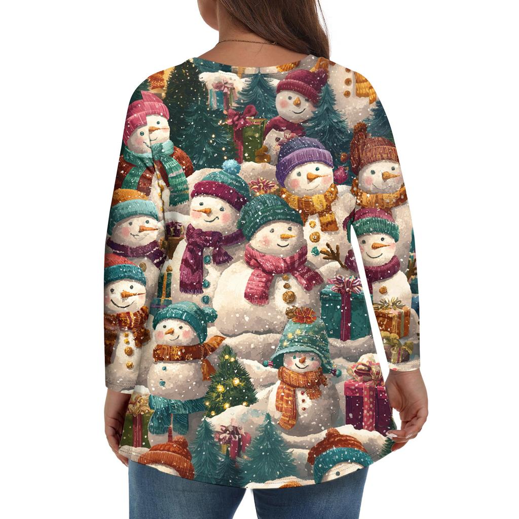 Damen Modisches Lässiges Langärmliges Übergröße Print Top Übergröße Floral Print Top