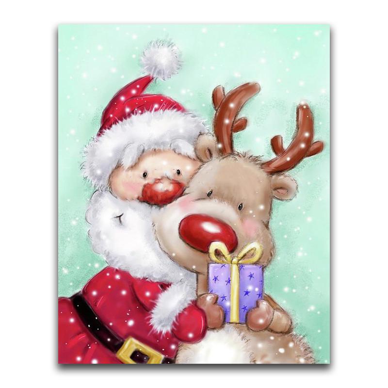 5D DIY Diamond Painting Happy Santa Claus Diamond Embroidery Cross Stitch Kit Full Rhinestone Mosaic Home Decor