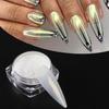 Pearl White Rubbing on Nail Art Glitter Dust Chrome Aurora Yellow Purple Manicure Decorations Mirror Mermaid Nail Powder Pigment