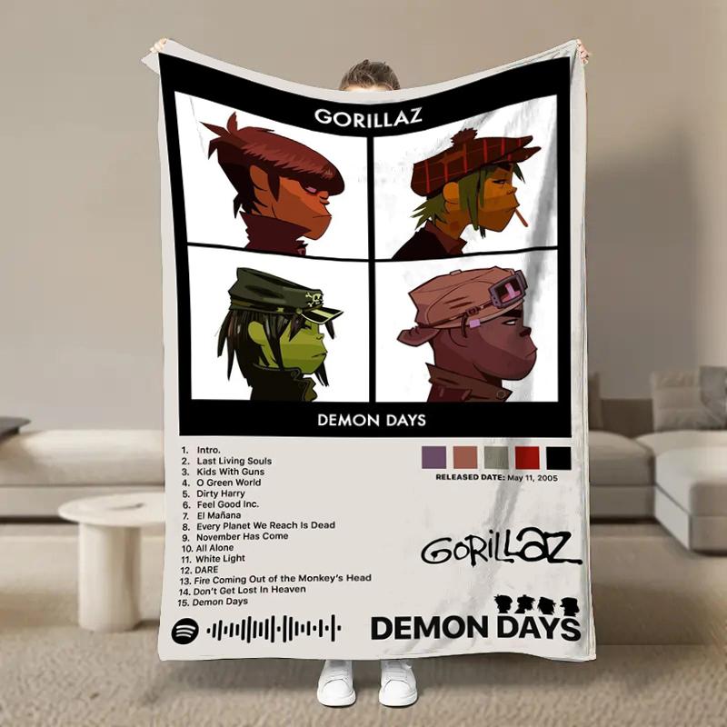 Wirtualny Zespół Rockowy Anime G-Gorillaz Miękkie Kocyki, Koc Grzewczy Komfortowy Koc na Piknik Łóżka Kanapę Domowy Sypialnia