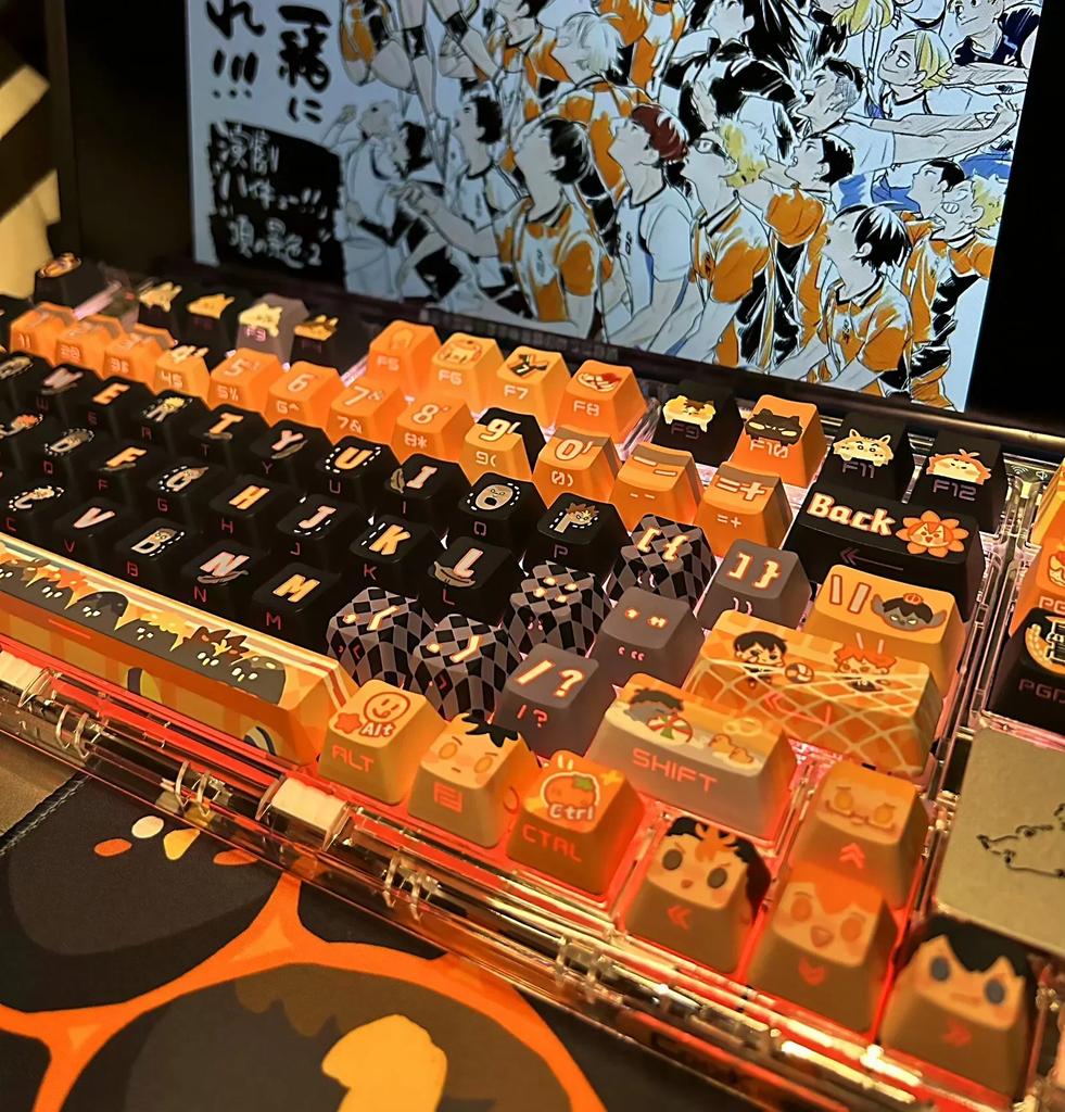 Haikyuu Keycaps Custom MOA SOA OEM Profile Point Keycap Cute Anime Graffiti Fly High Key Cap Artisan Gaming Mechanical Keyboard