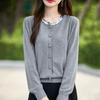 Women's Cashmere Cardigan Qinghe Cashmere 50% Wool 50% Silk Women's Autumn and Winter Cashmere Cardigan Soft and Warm