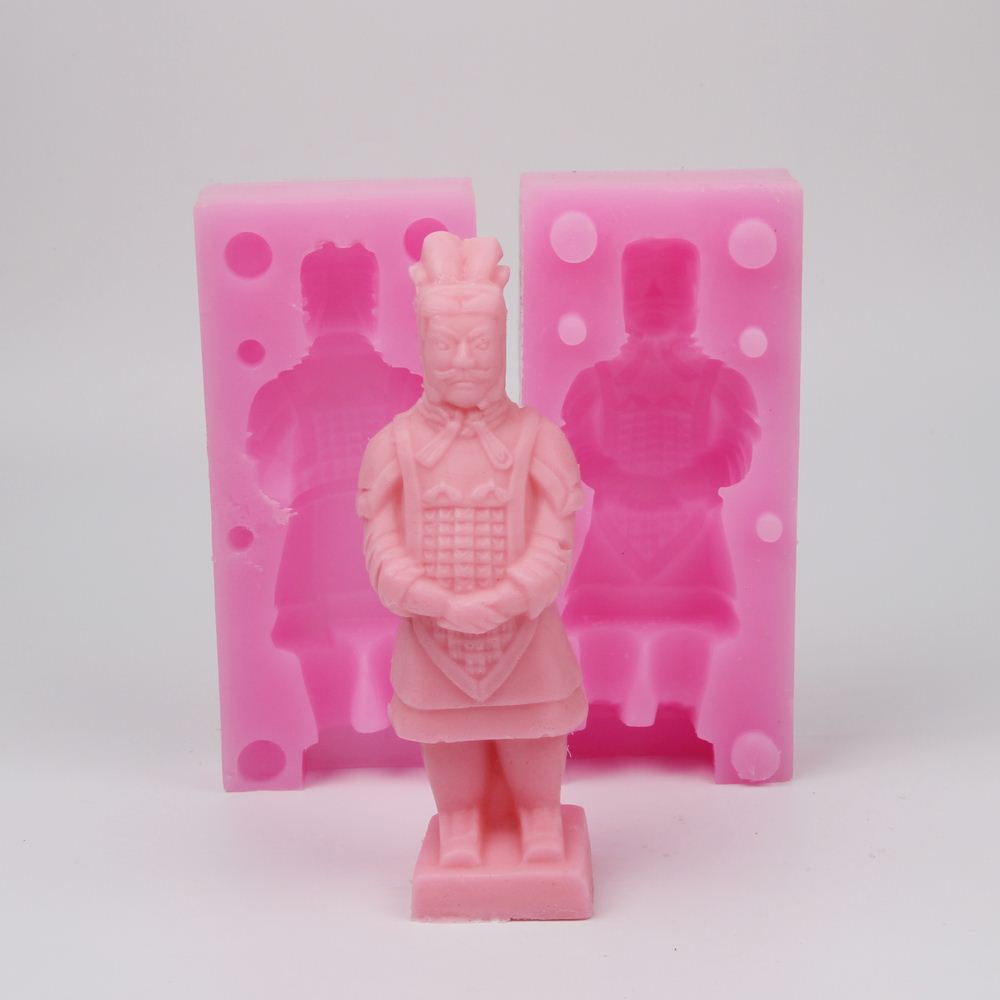 1 Stück Terrakotta-Krieger 3D Silikon Seifenform Form zum Kerzen gießen