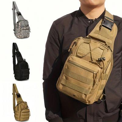Men'S Outdoor Molle Chest Bag Camo Shoulder Bag Sling Backpack Oxford Mountain Climbing Camping Fishing Trekking Chest Pack