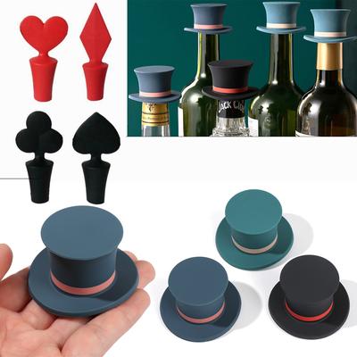 Creative Hat Shape Poker Shape Wine Silicone Wine Stopper Vacuum Sealed Reusable Storage Cap Champagne Kitchen Bar Tool