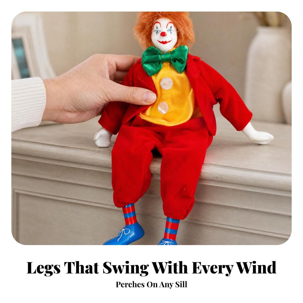Clown Figurine with Cloth Body Adorable Handmade Lovely