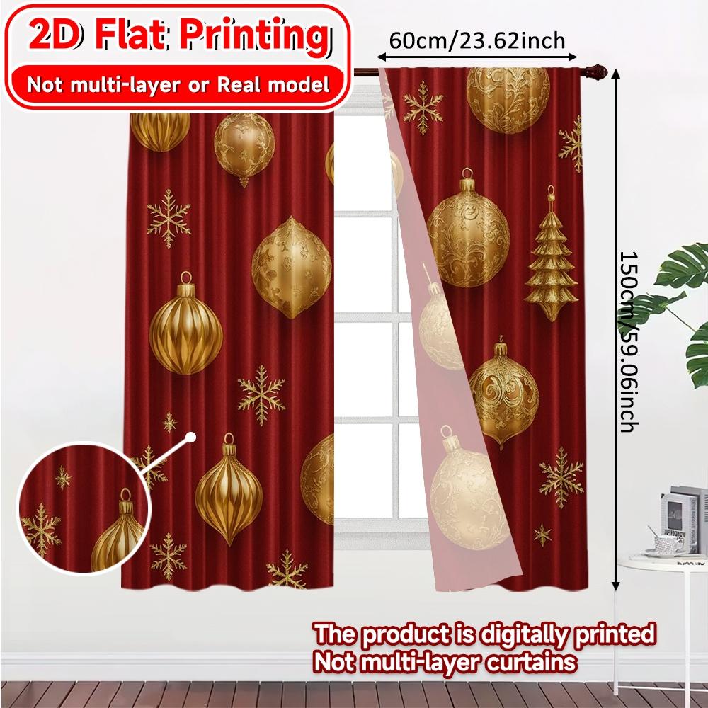 Flat Printing Festive Elegance Popular Fashionable Curtains Fabric Home Decor Living Room Set Of 2 Made Polyester