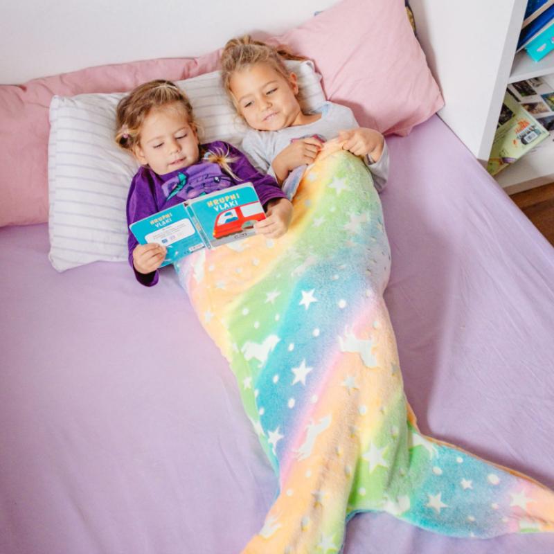 Universal Soft Mermaid Tail Blanket Beautiful Cozy Rainbow Mermaid Blanket Children Flannel Mermaid Sleeping Bag