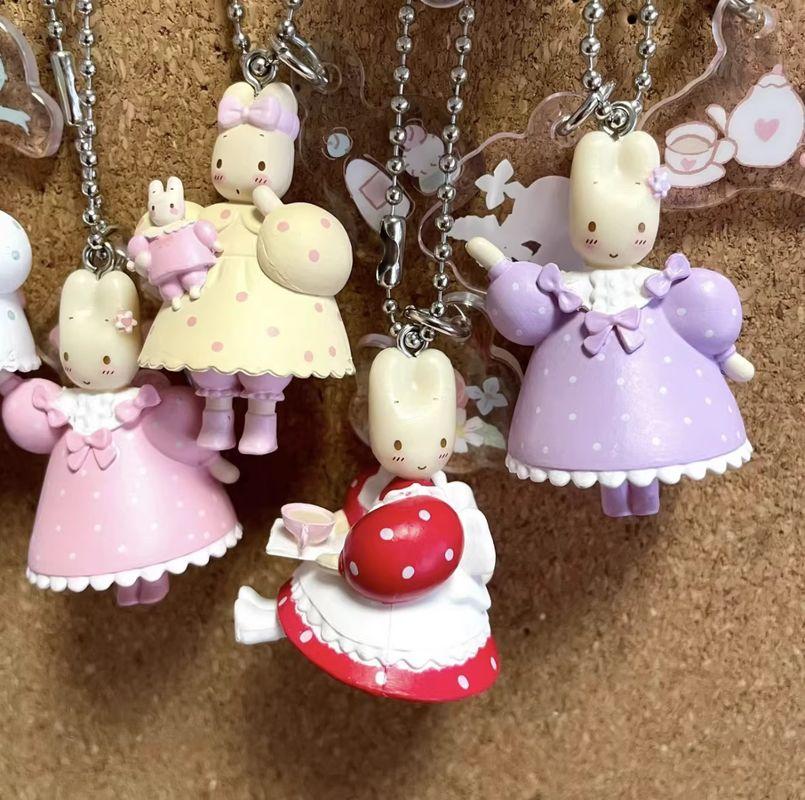 New product in stock Jasmine Rabbit Doll Pendant Acrylic Hanging Tag Blind Box Keychain French Floral Afternoon Tea Rabbit