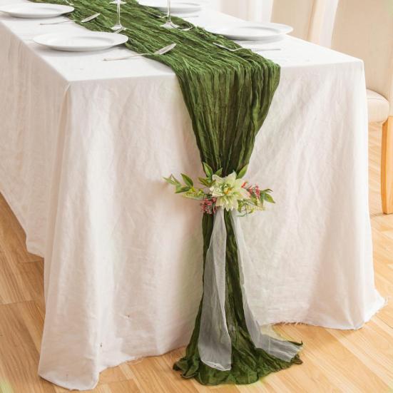 Tischläufer, rustikale Tischdecke, weich, waschbar, lichtecht, handgefärbte Tischdecke, Hochzeitsfeier-Dekoration