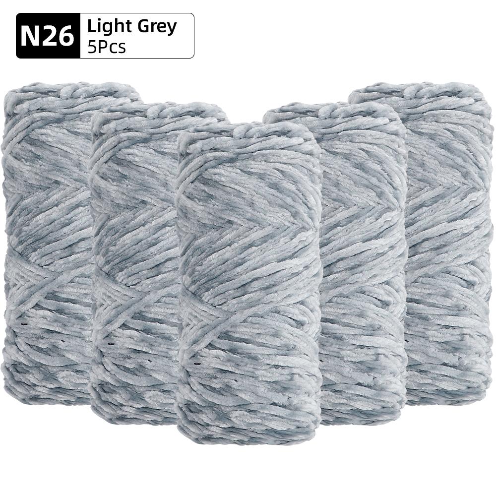 5pcs Soft Polyester Velvet Yarn Set - Luxurious Chenille Yarns, DIY Knitting & Crocheting for Crafts, Hats, Blankets, Scarves