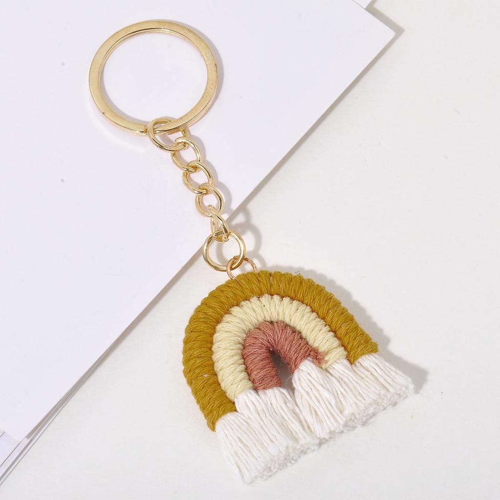 Handmade Cotton Rainbow Tassel Keychain Charm