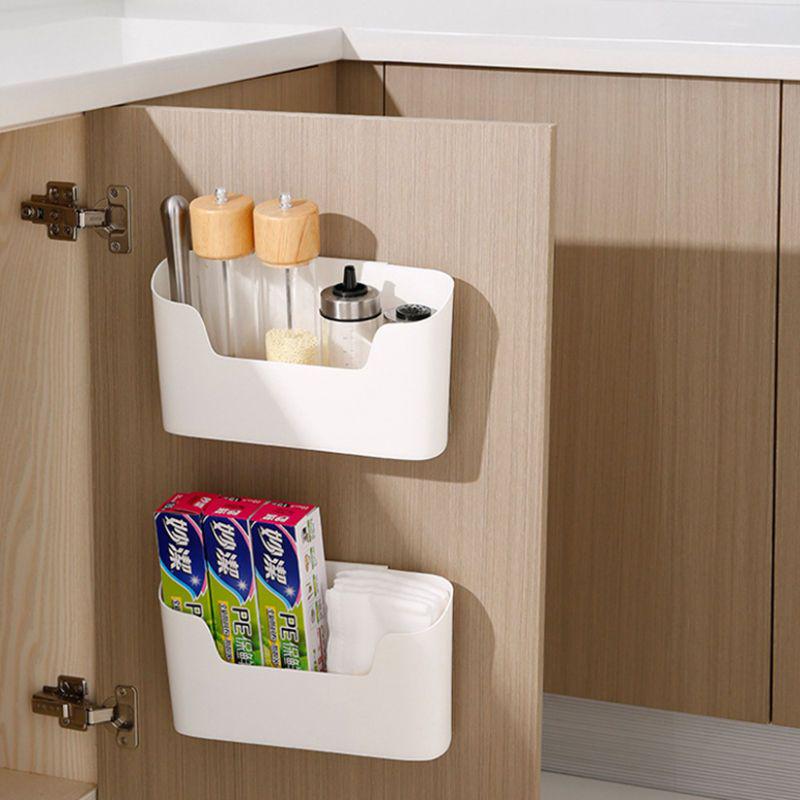 

Wall-Mounted Kitchen & Bathroom Organizer: No-Drill, Versatile Storage Box for Fridge Doors, Bedside, or Cosmetics белый