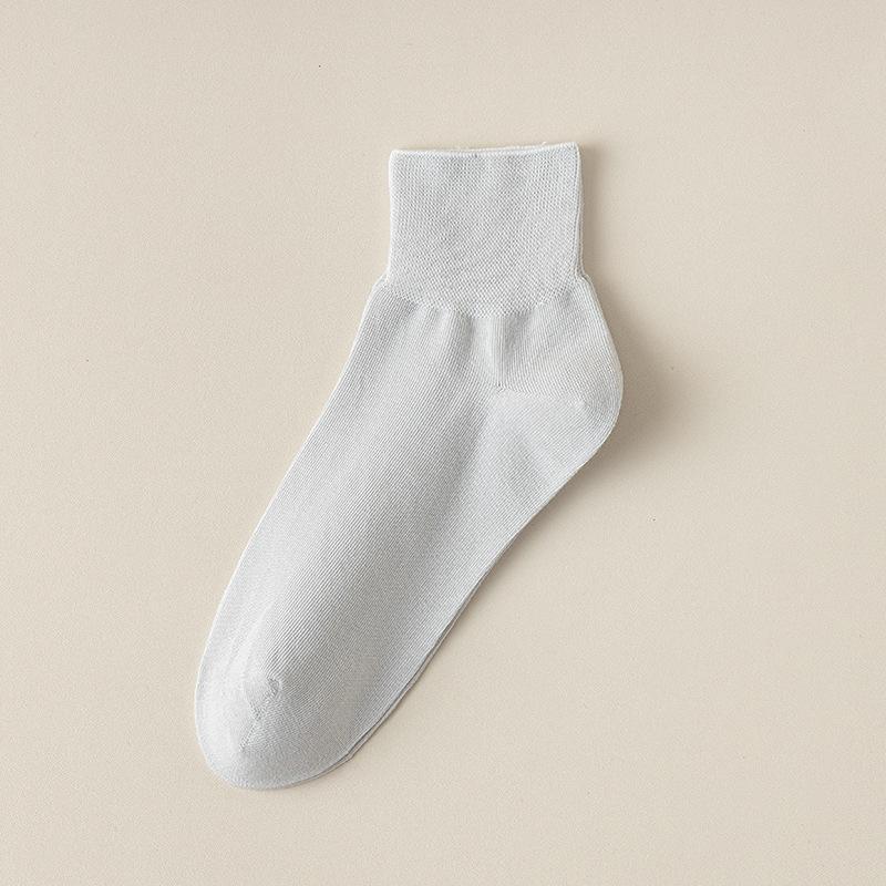 Women's Spring and Summer Thin Pure Color All Go Boneless Simple Loose Mouth In The Tube Socks