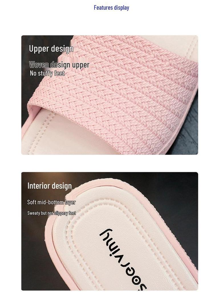 Women's Non-Slip Chunky Heel Slippers – Lightweight, Thick Sole, One-Strap Summer High Heels for Height Increase