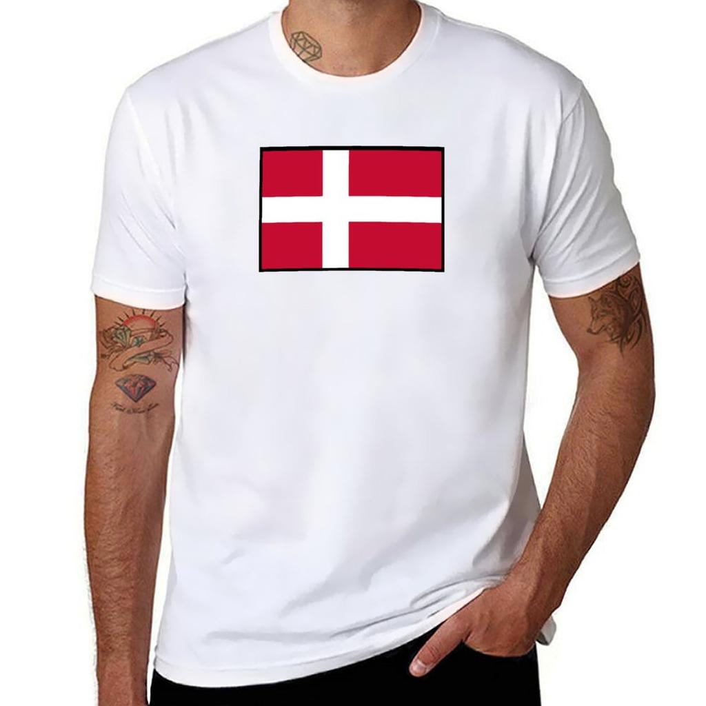 Simple Danish Flag Tshirt Soft Stretch Short Sleeve Top