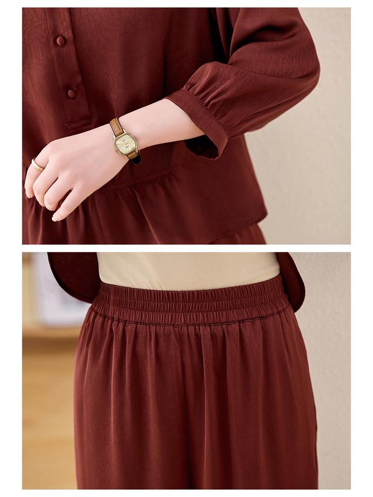 2025 Women's Spring Fashion Set: Stand-Up Collar Jacket & Wide Leg Pants