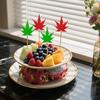 siawadeky Autumn-themed Cocktail Picks, Cake Toppers, Maple Leaf Design, 100 Pieces, Fruit Picks, Toothpicks, Fruit Hors D'oeuvre Pins, Cake Decoratio