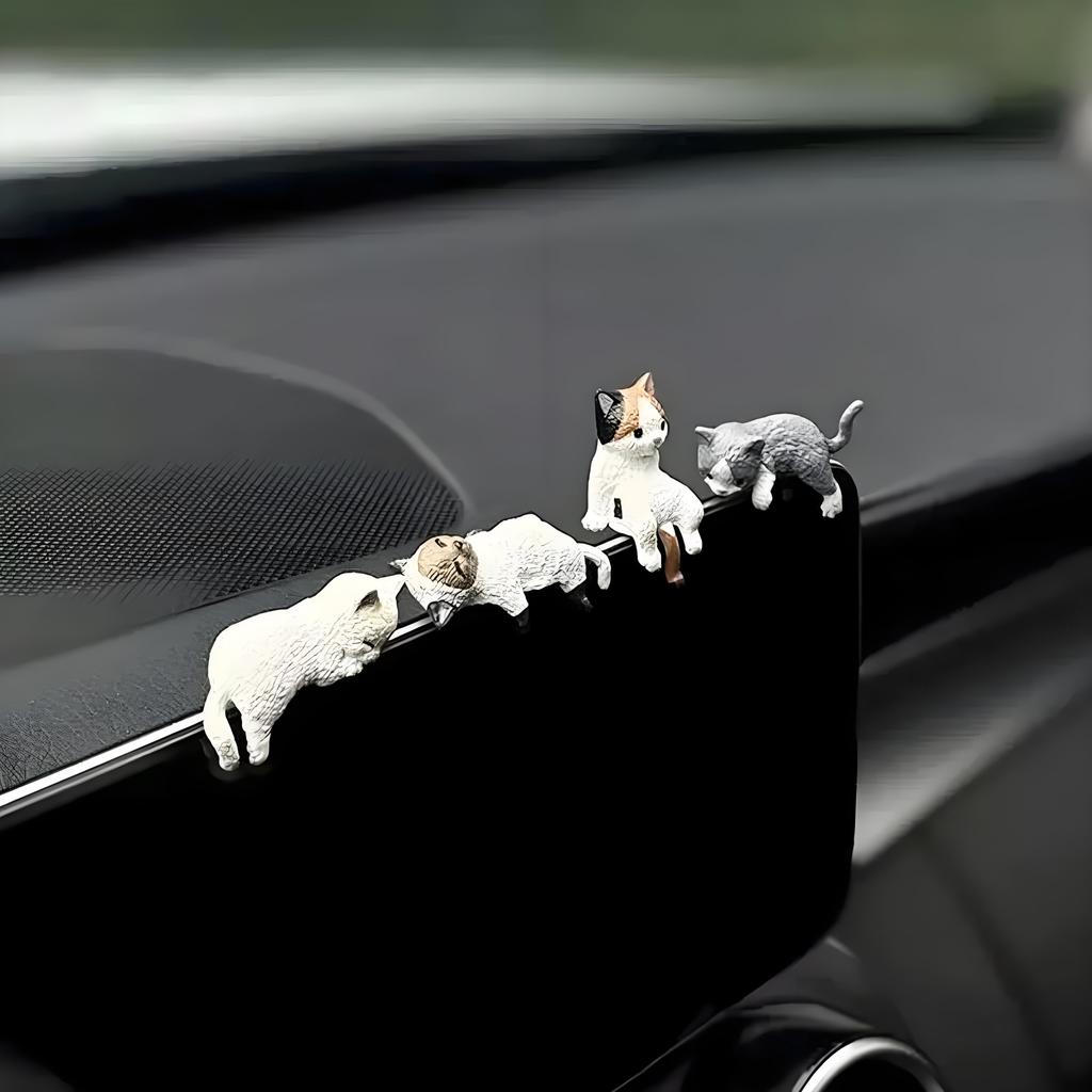 Verspielte Armaturenbrett-Katze | Harz-Autoornament für Rückspiegel | Rutschfester Schreibtisch- & Innendekorationsakzent