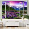 Window Landscape Tapestry For Decoration 3D Romantic Flowers Tapestry Home Painting Psychedelic Forest Tapestries Wall Hanging Premium Quality