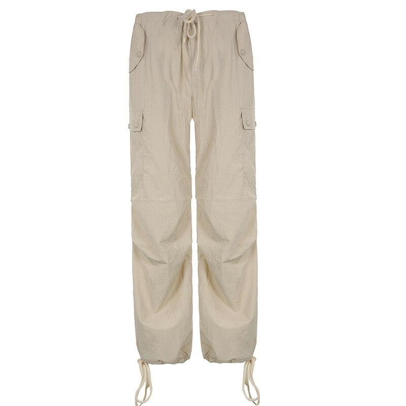 2022 Autumn Streetwear Drawstring Cargo Pants Womens Low Waist Baggy Pants Fairycore Trousers Vintage Casual Wide Leg Sweatpants