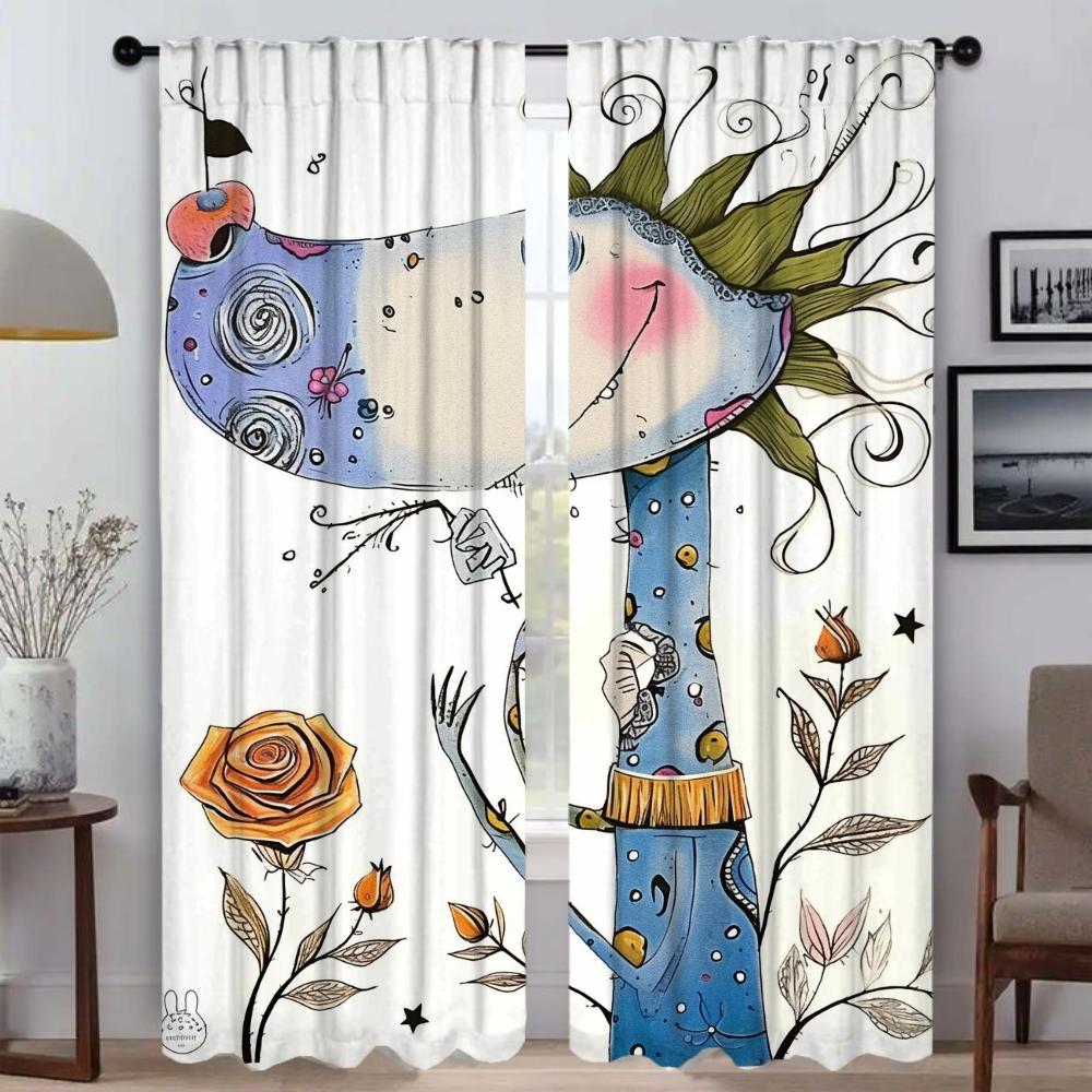 

Тюль для спальни, волшебное украшение на Хэллоуин, элегантные шторы для комнаты, 2 шт., затемняющие шторы, занавески для домашнего интерьера W50xH70cmx2pcs-CL