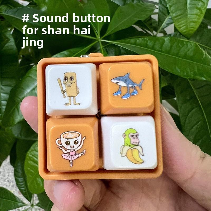 Italienische Gehirnfäule 4-Tasten Tastatur Fidget Spielzeug Tungtungtung Sahur Ton- und Lichtspielzeug Schlüsselanhänger zur Stressbewältigung Büro Schlüsselanhänger