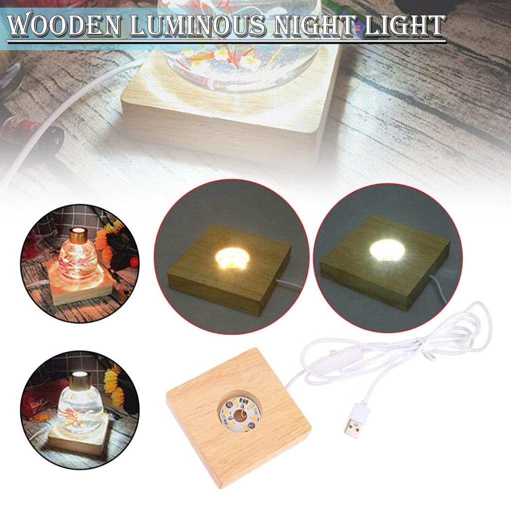 Cheap PDTO Wooden LED Light Display Base Crystal Glass Light Base Stand ...