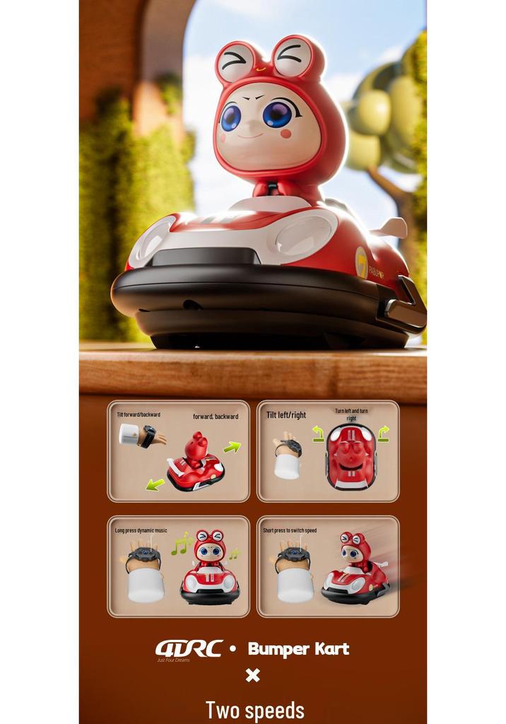 Y7 Kids' Cartoon Remote Control Bumper Car: Double Battle Drifting Mini Go-Kart Toy
