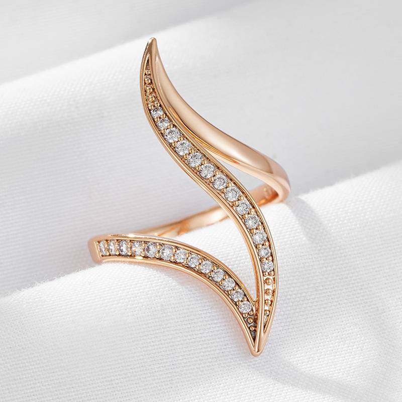 Unusual  Rose Gold Color Rings For Women Fashion Shiny Natural Zircon Accessories Minimalist Daily Fine Jewelry