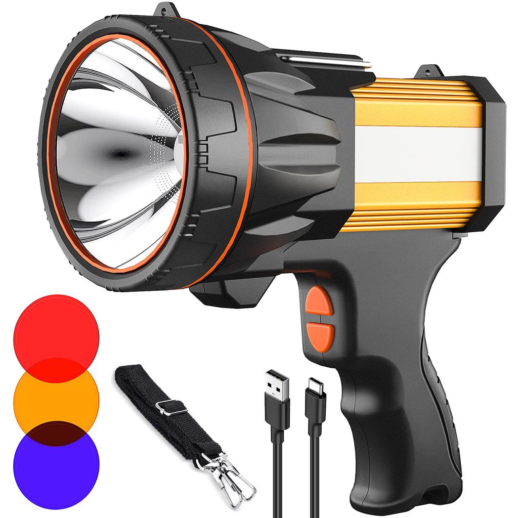 1000000 LM 2024 Flashlight 30W Energy Saving, 60 Hours Standby Battery LED Flashlight, IP68 Waterproof & 360° Adjustable Tripod