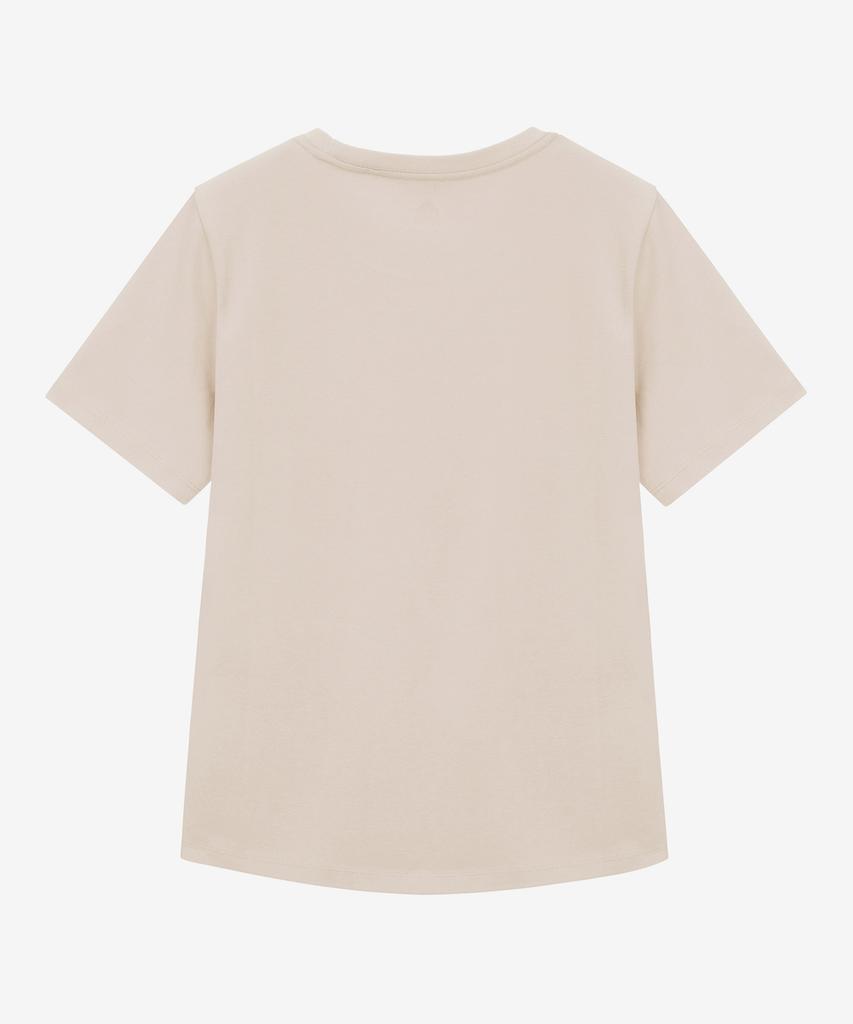 BASIC HOUSE Women'S Premium 40-Count Round Neck Short Sleeve T-Shirt Beige Lats0211