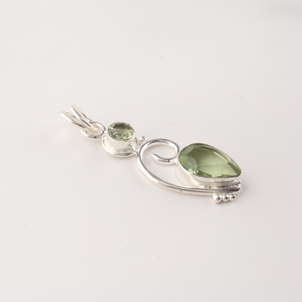 Green Amethyst Gemstone 925 Sterling Silver Jewelry Partywear Pendant 1.47" Women Jewelry For Anniversary Gift PP-31-27
