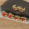 Nidin New Trendy Enamel Drip Oil Strawberry/Cherry/Watermelon/Apple Shape Ear Clip Earrings No Piercings For Women Girls Jewelry