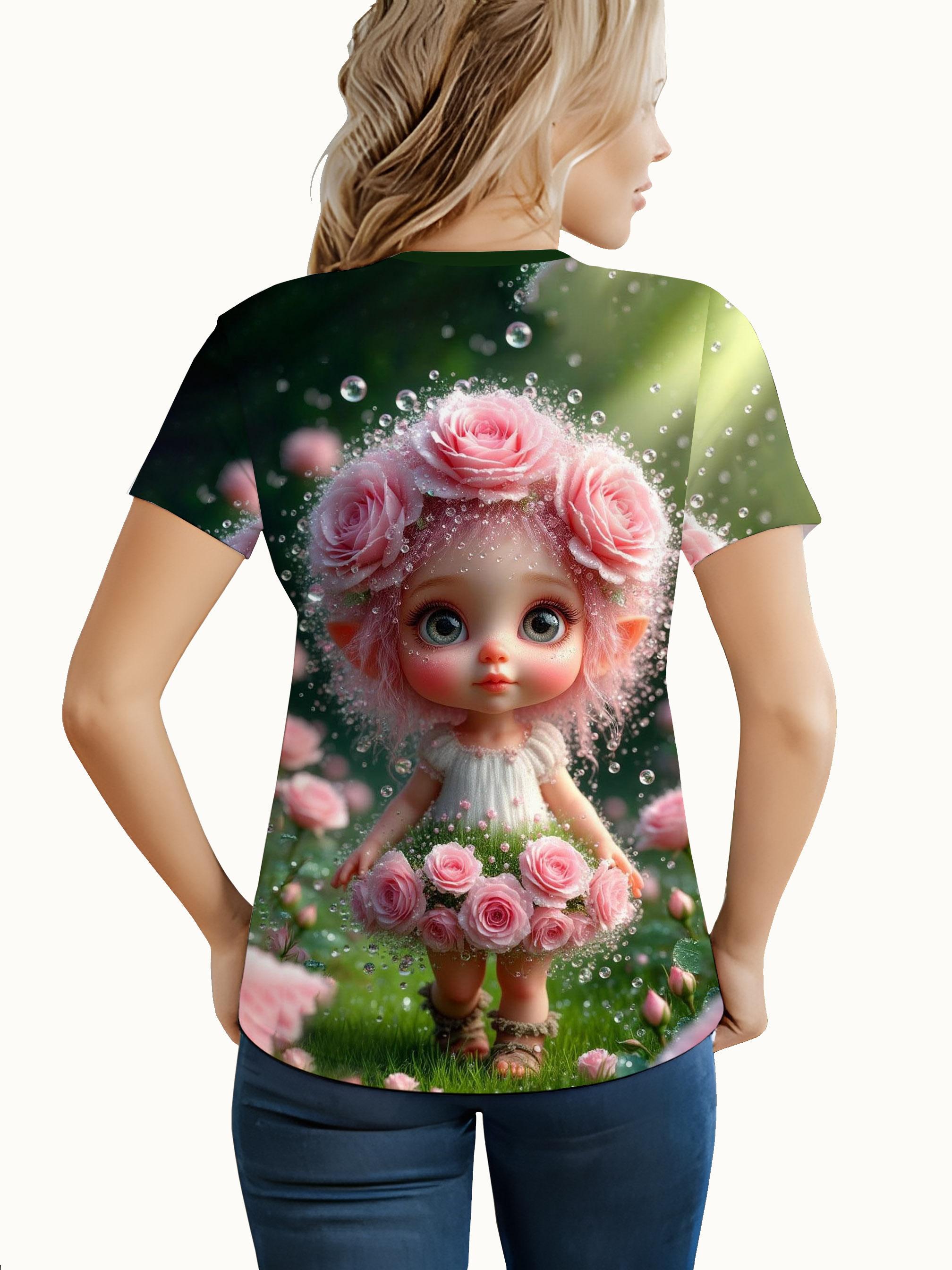 

SpringSummer New Fun Dreamy Rose Elf T-- A Must-Have Eye-Catching Top Women S дубильная кора