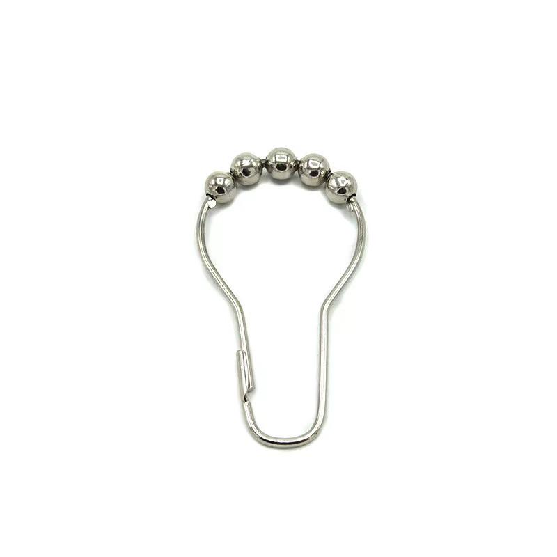 

Metal Gourd-Shape Roller Ball Shower Curtain Hook with Five Beads Nickel серебряный