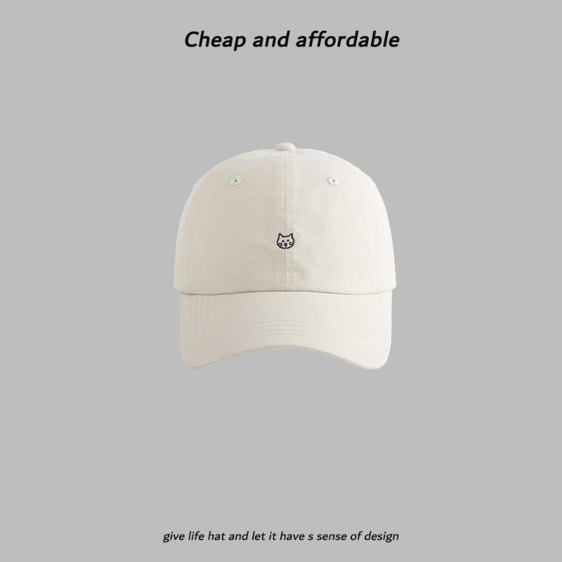 Cute Embroidered Kitten Baseball Hat Girls Cotton Sunscreen Sun Hat Fashion Versatile Cap