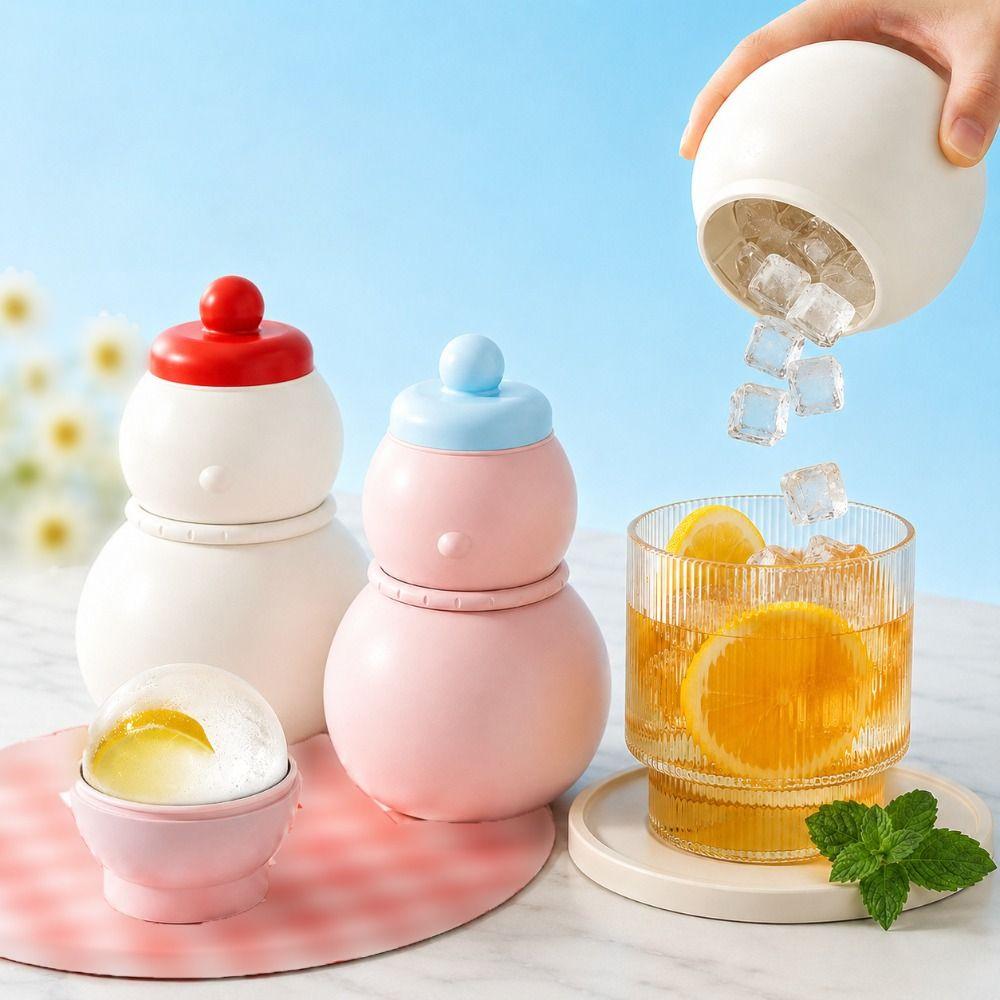 Non-stick Snowman Design Ice Ball Cup 3 in 1 Ice Cube Maker Portable Ice Cube Cup Bar