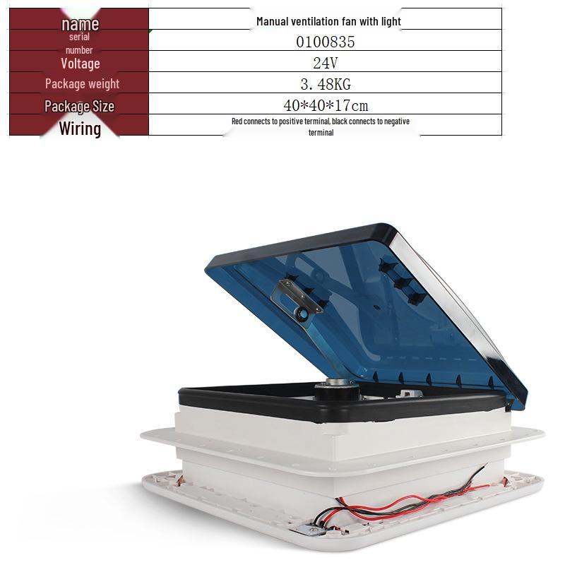 12V/24V RV Skylight Ventilation Fan with Rain Sensor, Insect Protection, Two-Way Airflow & Light for Motorhomes