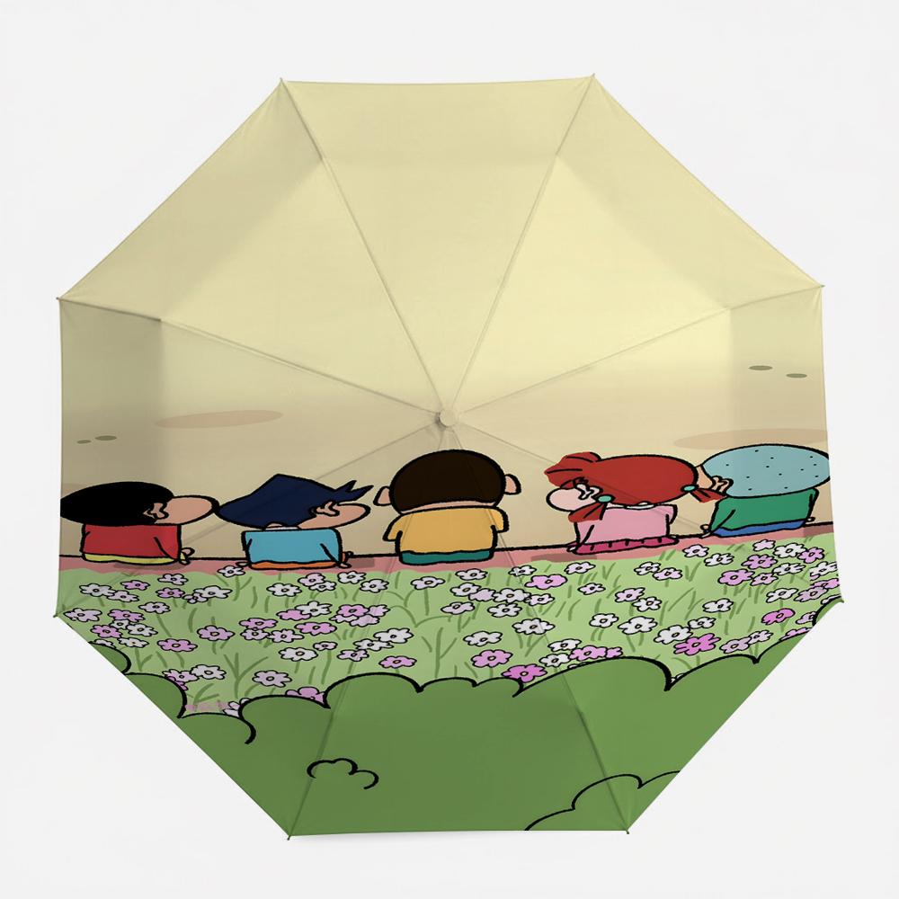 

Crayon Shin-chan and Friends Sailor Costume Print Folding Umbrella, Anime Themed Windproof Travel Umbrella for Rain and Sun (as the picture,Iron&8K)