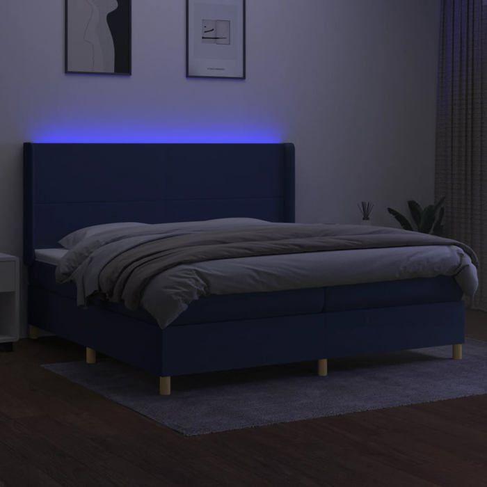VidaXL Sommier à Lattes de Lit avec Matelas et LED, Lit Rembourré avec Tête de Lit, Lit Double, Lit Adulte de Chambre, 3138747