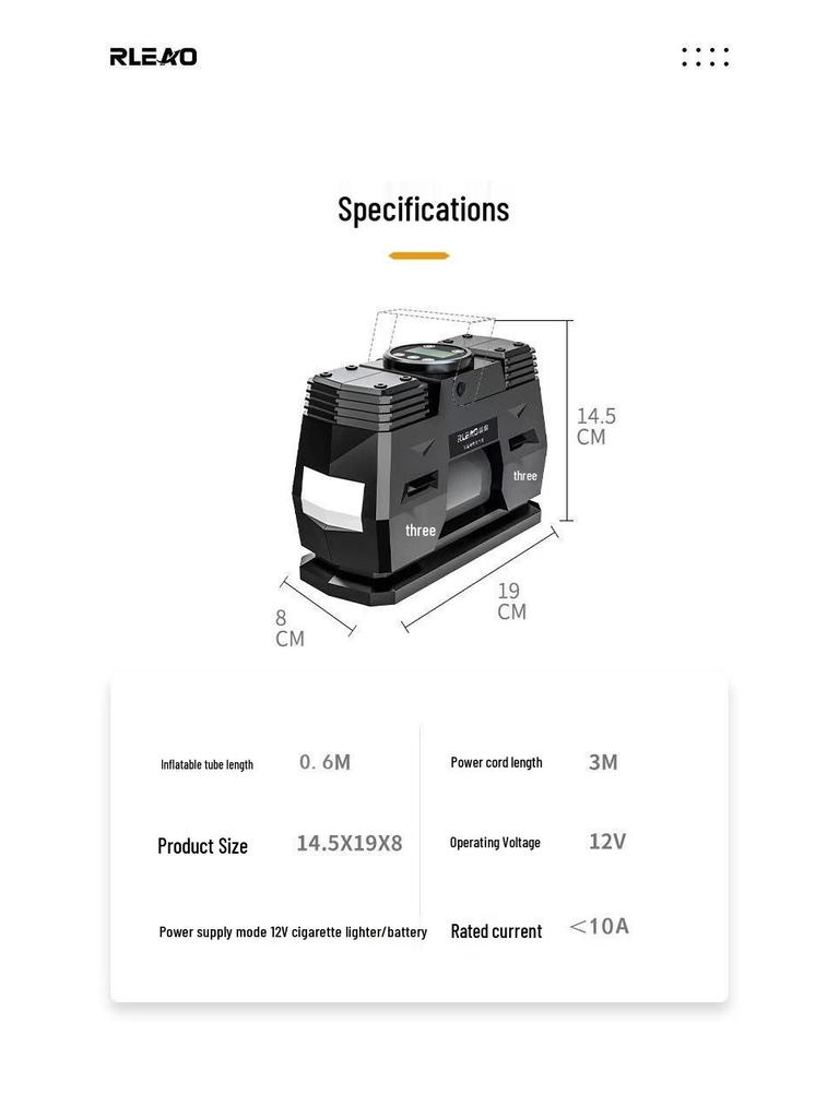 220V Dual-Cylinder High-Pressure Tire Inflator for Car and Home Use