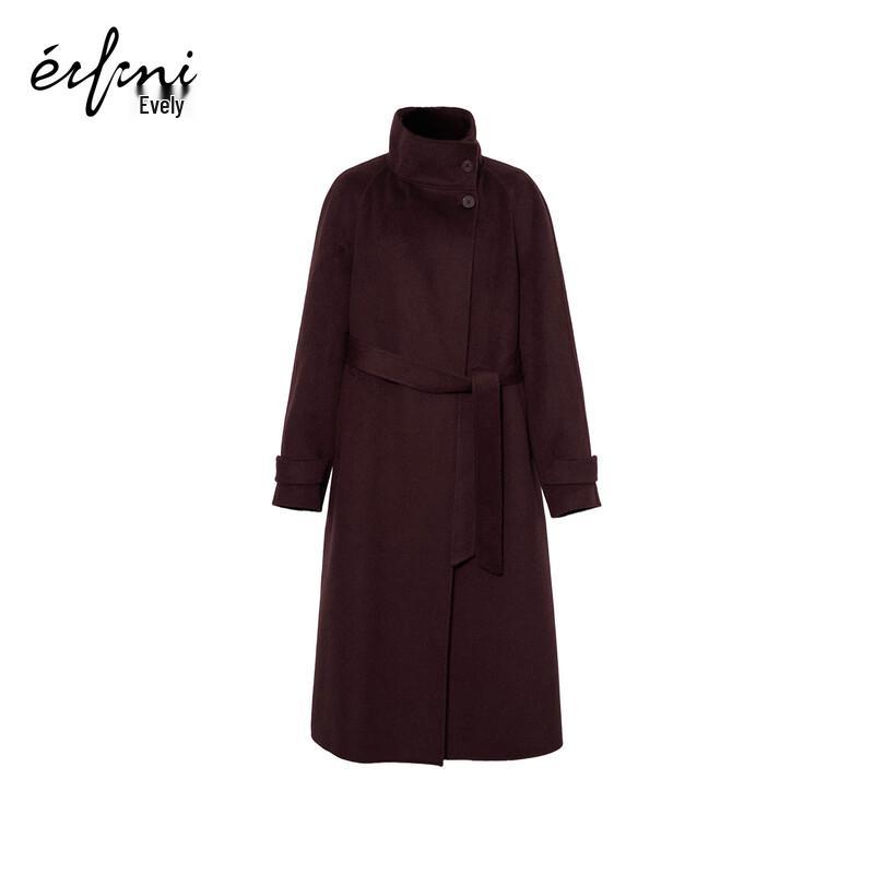 

Eifini Женское длинное пальто из пуха яка с поясом и воротником-стойкой M