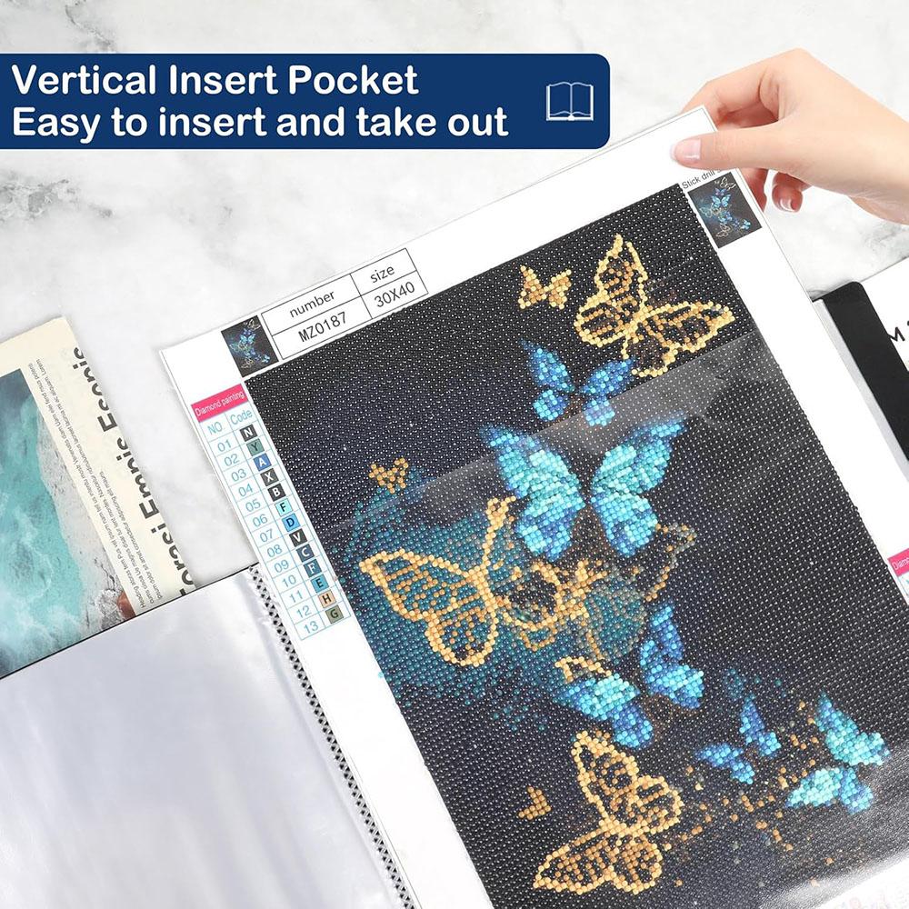 30 Pages Diamond Painting Storage Book Portfolio Presentation Storage Book Clear Pockets Folder Photo Album Stationery Tool
