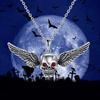Halloween Skull Wings Necklace Fashionable Exaggerated Holiday Gift Necklace