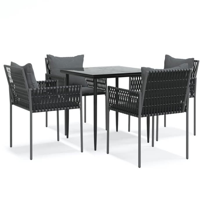 VidaXL Garden Dining Set 5 Pcs Cushions Wicker Steel, Dining Set, Outdoor Dining Set, 3187052