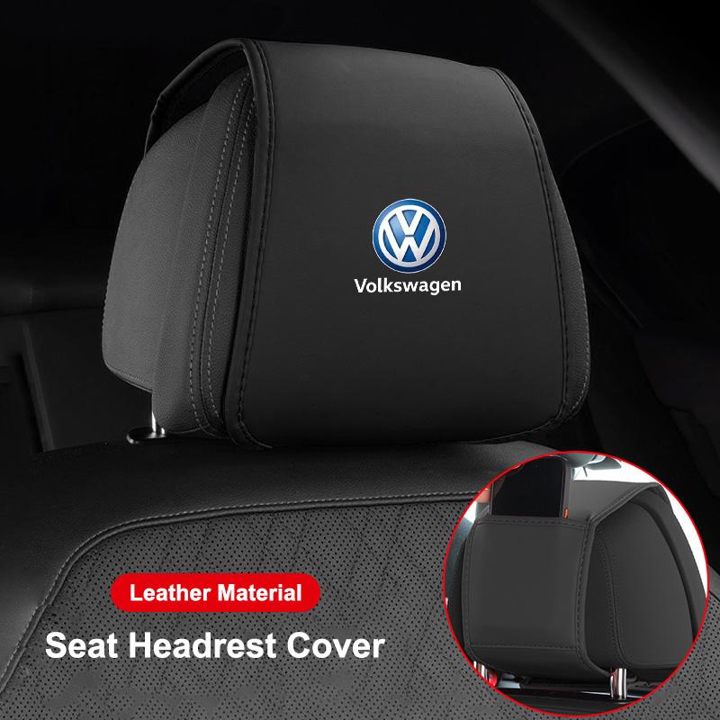 Leather Car Seat Headrest Protective Cover Accessories For Volkswagen VW Polo Golf Tiguan Passat Touareg Magotan ID.3 Touran GTI Zq4