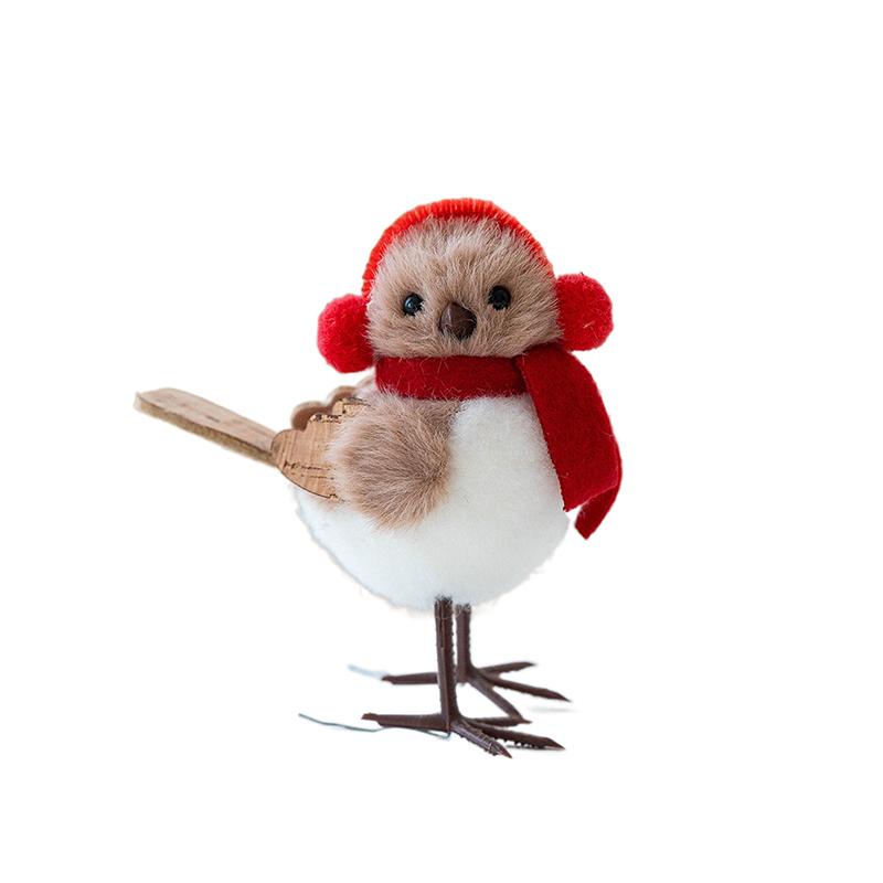 Winter Bird Figurines Decor Realistic Fake Birds With Hats For Christmas Tree Table Home Effortless Holiday Decorations