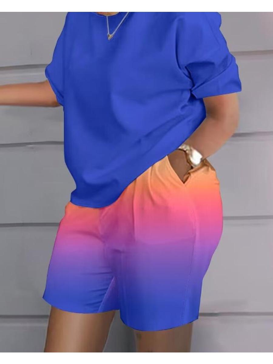 

Городской модный женский комплект из 2 предметов весна-лето с 3D-принтом, повседневный топ с короткими рукавами и свободные шорты 6XL