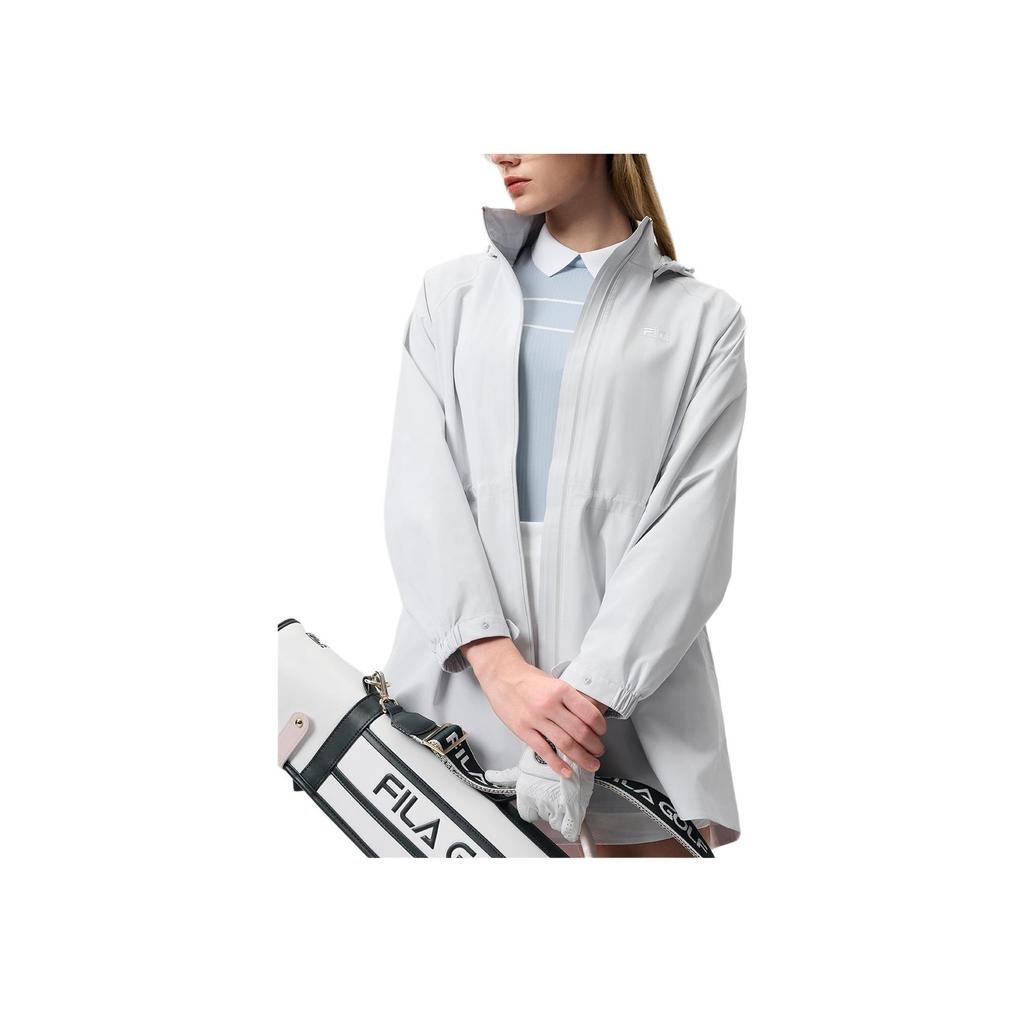 Fila Leisure Hooded Mid-Length Woven Jacket Women Jackets Semi-Transparent-Curtain-Gray A11W515713FGY
